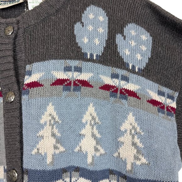 Northern Reflections Knit Cardigan Sweater XL Fair Isle Nordic Polar Bear Skater - Picture 9 of 12
